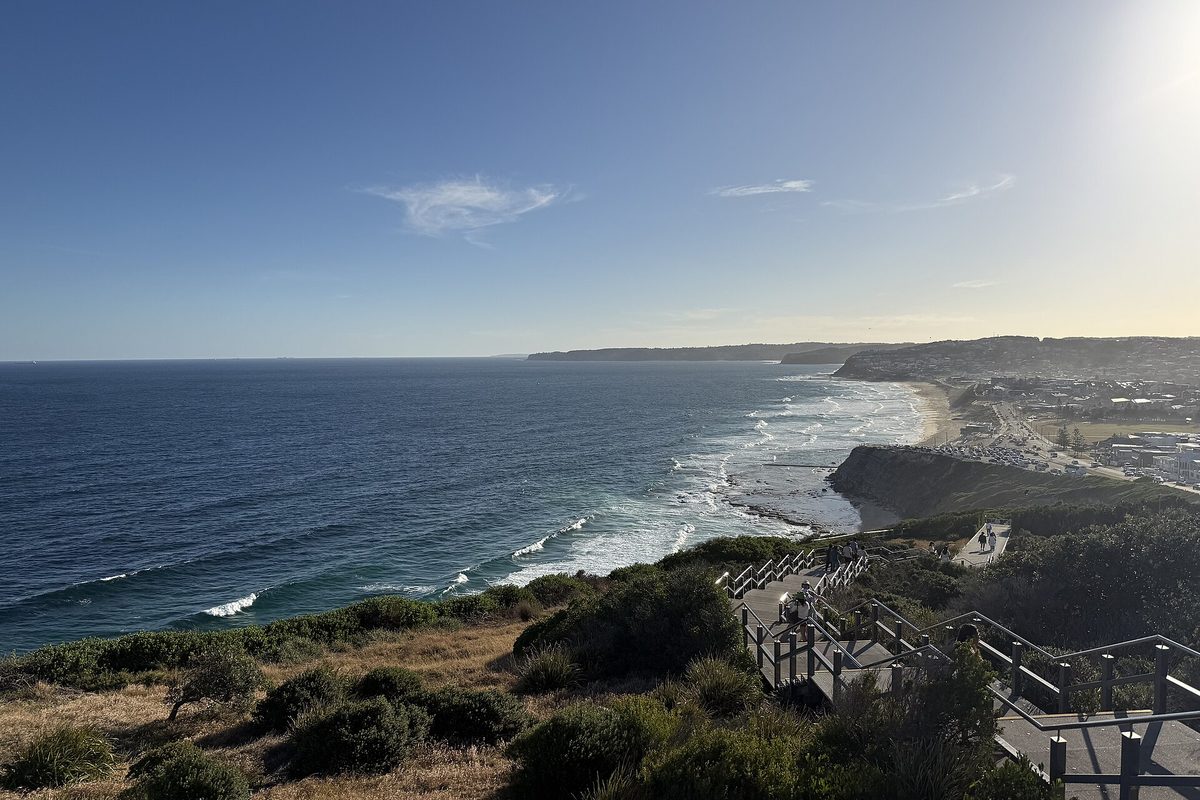 The view south from the Newcastle Memorial Walk over Bar Beach and Merewether
